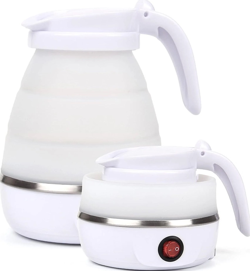 Fierbator electric tip cana pliabil Silicon/Inox putere 600W capacitate 0.6L ALB